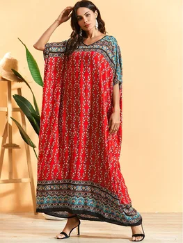 

Summer 2020 Women Loose Ethnic Bohemia beach Floral dress Muslim abaya dress gamis muslim wanita Arabic dubai turkey abaya dress