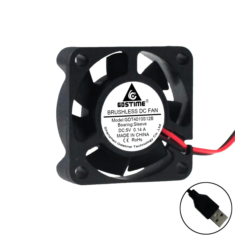 5V USB Cable 4010 бесщеточный кулер вентилятор 5 в 12 В 24 в 4 см 40 мм 40X40X10 мм USB вентилятор маленький источник питания охлаждающий вентилятор детали 3D принтера - Цвет: 5V USB Cable