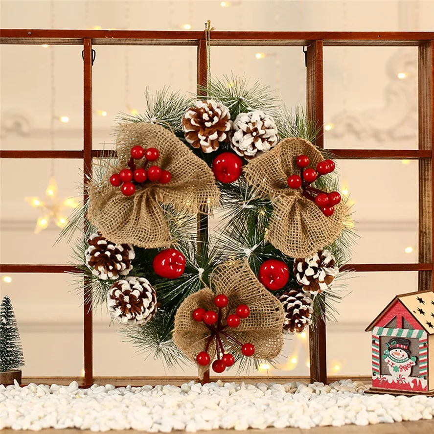 Настенный Рождественский венок, 1 шт. 30 см/38 см, Рождественский венок, дверной настенный орнамент, гирлянда, украшение, рождественский подарок, 1018#30