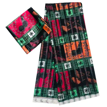 

New Arrival Nigerian Ribbon fabric Materials Hot Sale African Fabric Ankara Wax Prints Fabric Silk Wax Materials 4+2 Yards/PCS