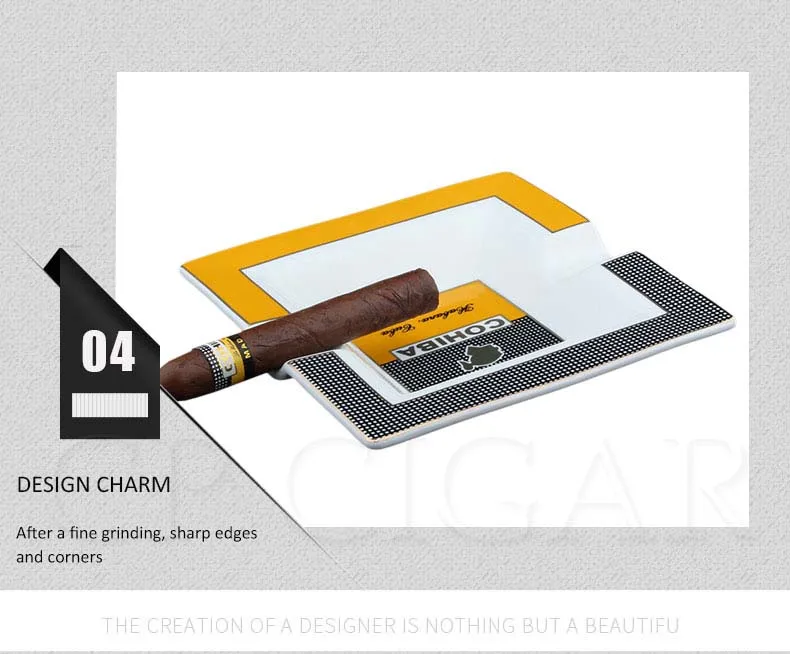 COHIBA, керамическая пепельница, квадратная, роскошная, для сигар, пепельница, переносная, для 2 сигар, пепельница, подставка, для дома, пепельница, для курения, Cenicero