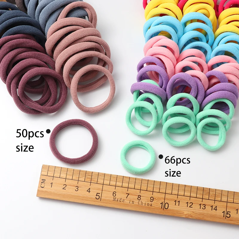 Elastic Cabelo Bandas para Meninas, Cor Sólida Rubber Band, Titular rabo de cavalo, Gum Headwear, Coreano Acessórios, Ornamentos, 50PCs