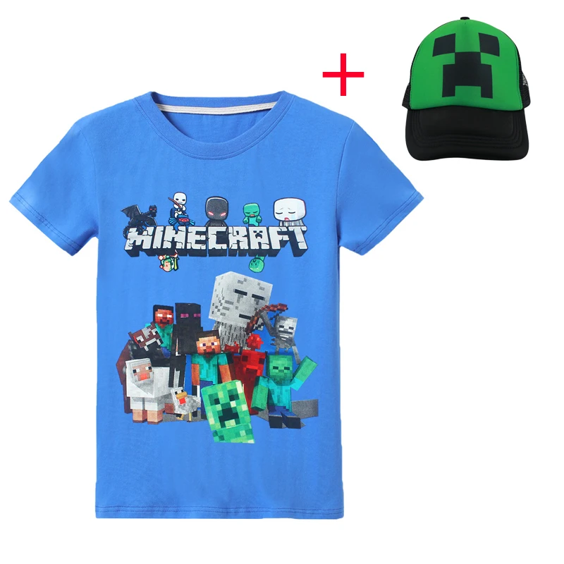 

Summer Minecraft Short Sleeves T-Shirts hat Boys Girls clothes Batman T Shirt Kids Christmas Baby Girl Tops 6 10 Years boys tops