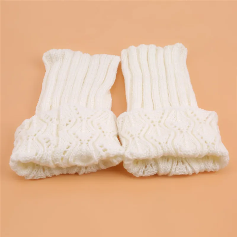 Женский вязаный манжет для ботинок, вязанные Короткие гетры, полый носок, Зимние гетры - Цвет: white
