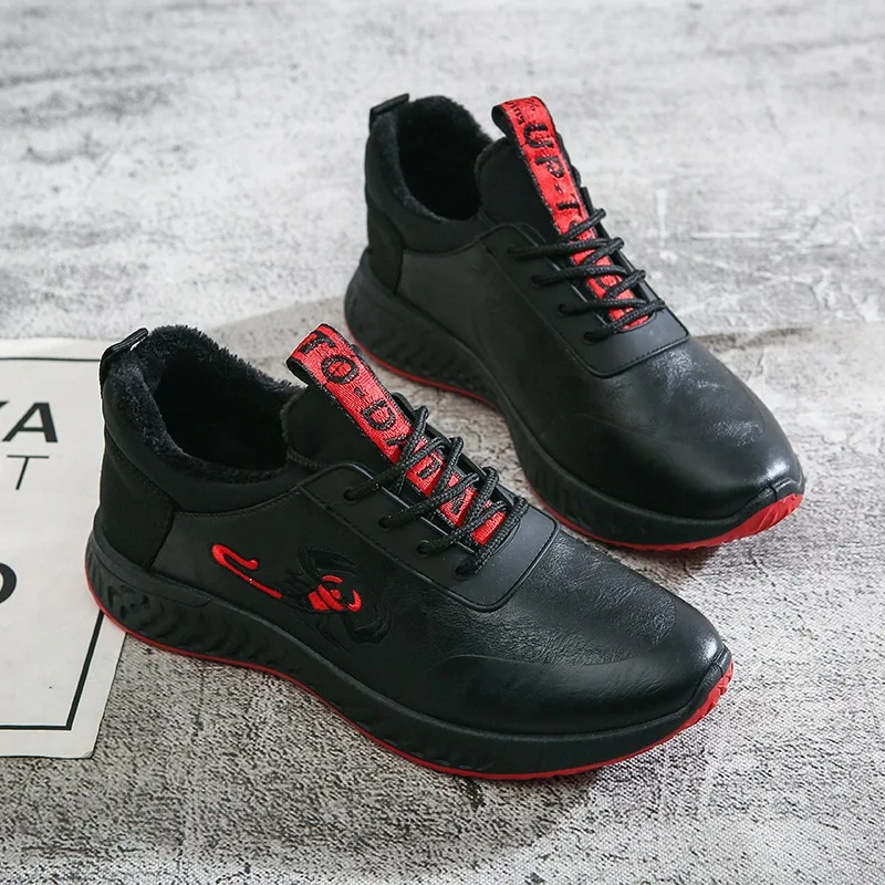 

Autumn New Style Men Sporty Casual Shoes Lace-up Low-Cut Embroidery Cotton-padded Shoes Youth Large Size MEN'S SHOES