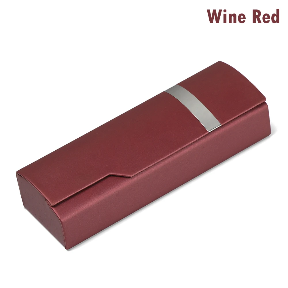 wine red Высококачественная стальная лента коробка для очков Защитный чехол для женщин и мужчин портативный чехол для солнцезащитных очков оптическая коробка для очков для чтения очки - Цвет: wine red