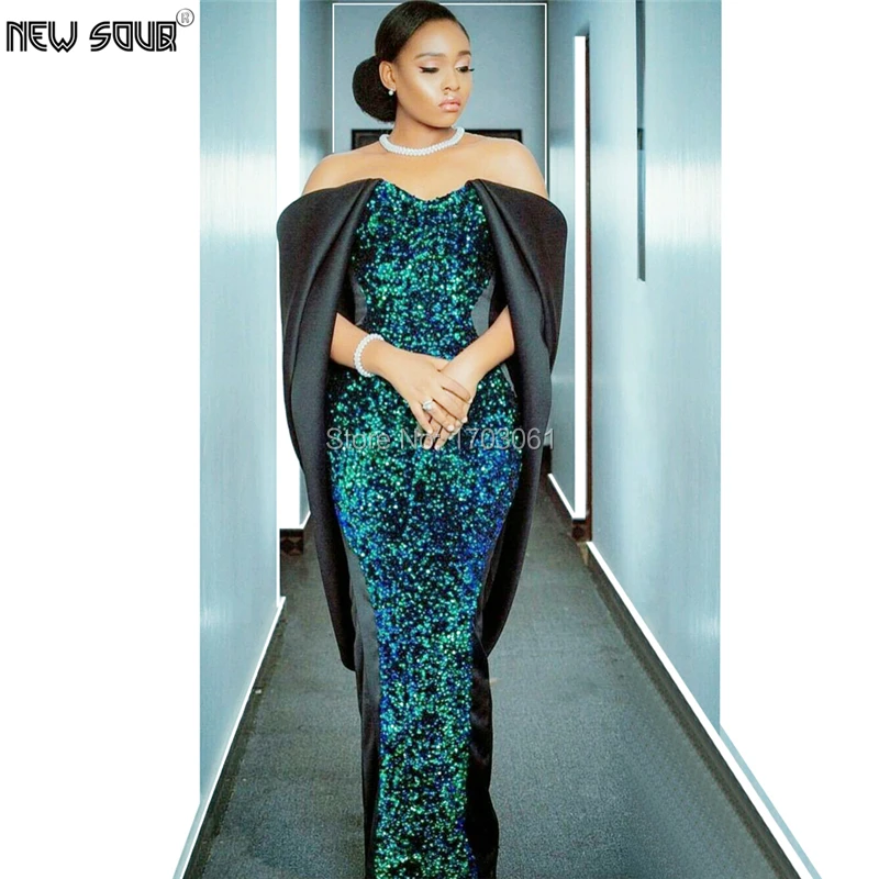 

Eleganr Long Off the Shoulder Prom Dress New Couture Dubai Sequins Evening Dresses 2019 Kaftans Robe De Soiree Arabic Party Gown