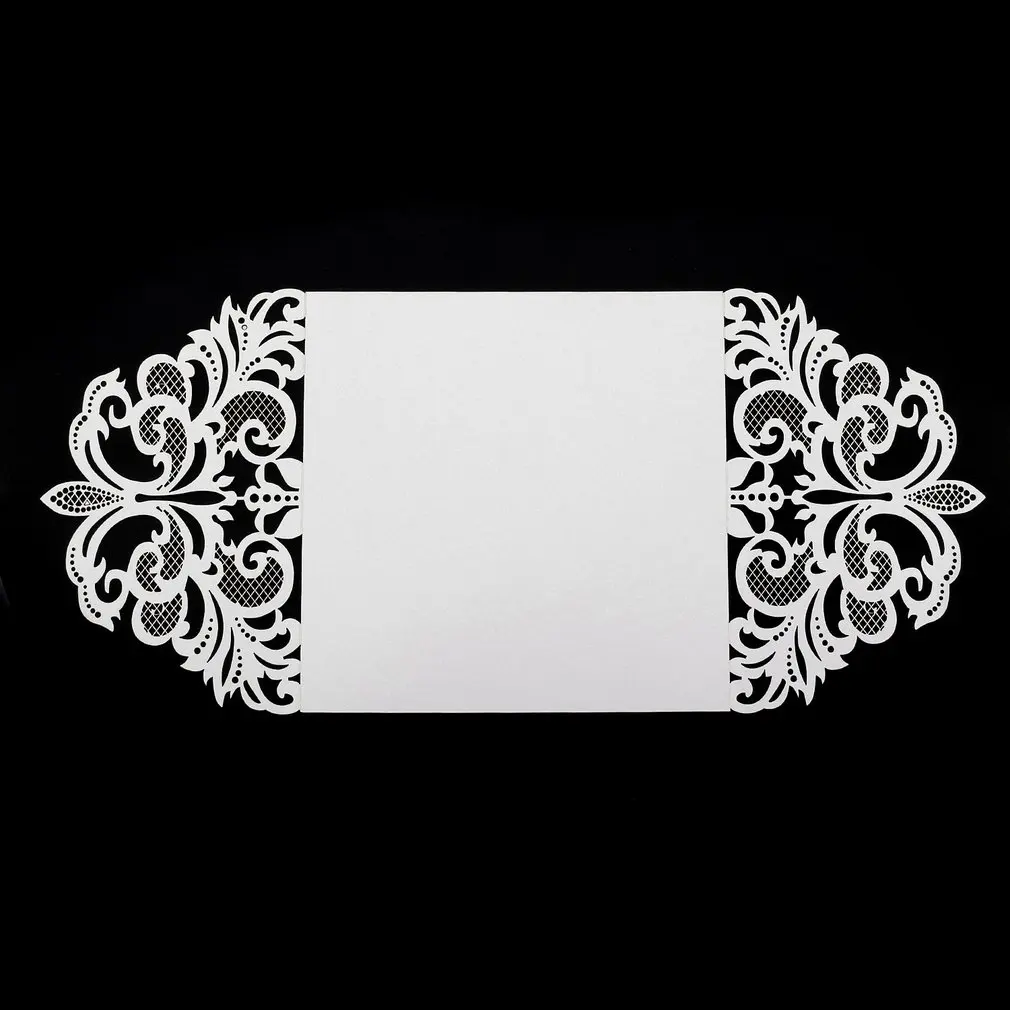  10 Pcs Flower Shape Wedding Invitation Cards Hollow Out Envelopes Seals Invitation Covers Wedding P - 4000454259459