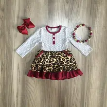 Одежда для маленьких девочек осенне-зимнее платье для девочек классическое платье с леопардовым принтом с леопардовая расцветка детская одежда для девочек Эксклюзивное Платье с аксессуарами