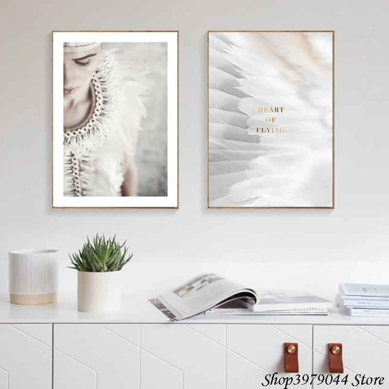

Abstract Painting Beauty Canvas Painting White Feather Poster Canvas Prints Wall Pictures For Living Room Deco Maison Unframed