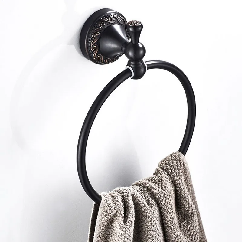 

Oil Rubbed Bronze Bathroom Towel Holder Wall-Mounted Round Towel Rings ,Towel Rack Bathroom Accessories