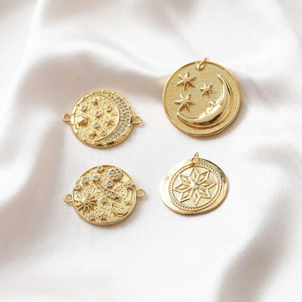 Комплект из 2 предметов с золотым покрытием 14k в форме звезды луна снежинки
