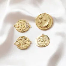 Комплект из 2 предметов с золотым покрытием 14k в форме звезды луна