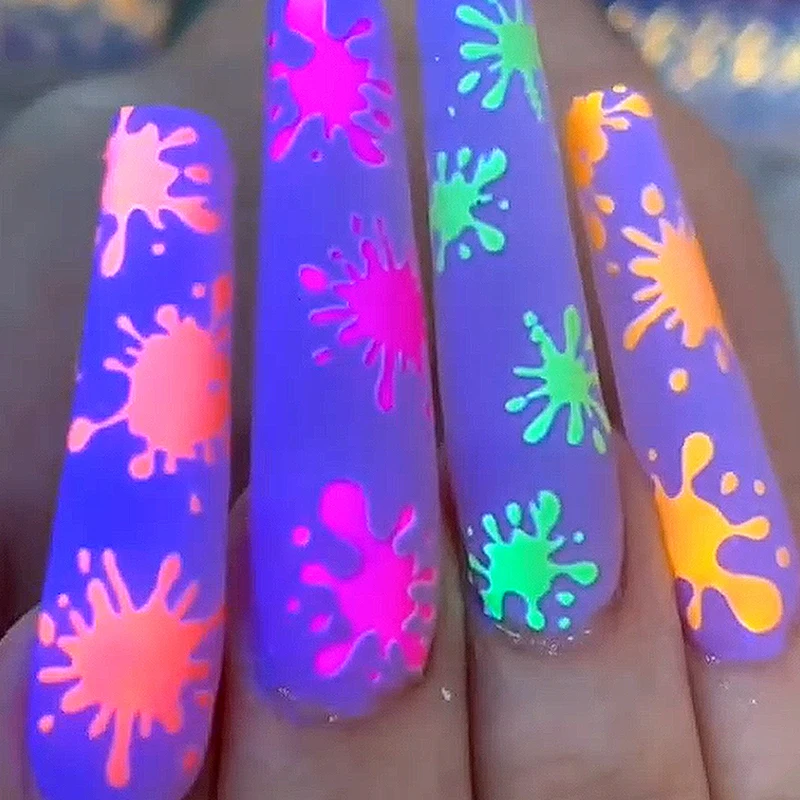 5 Sheets/lot Neon Fireworks Nail Stickers 3d Fluorescent Nail Art Design  Summer Self Adhesive Water Transfer Decals Foil Tips - Stickers & Decals -  AliExpress