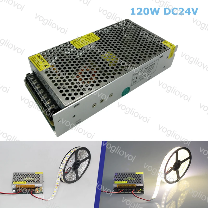 Vogliovoi Трансформаторы освещения 110V 220V к DC 24V 5A CCTV Блок питания светодиодной ленты