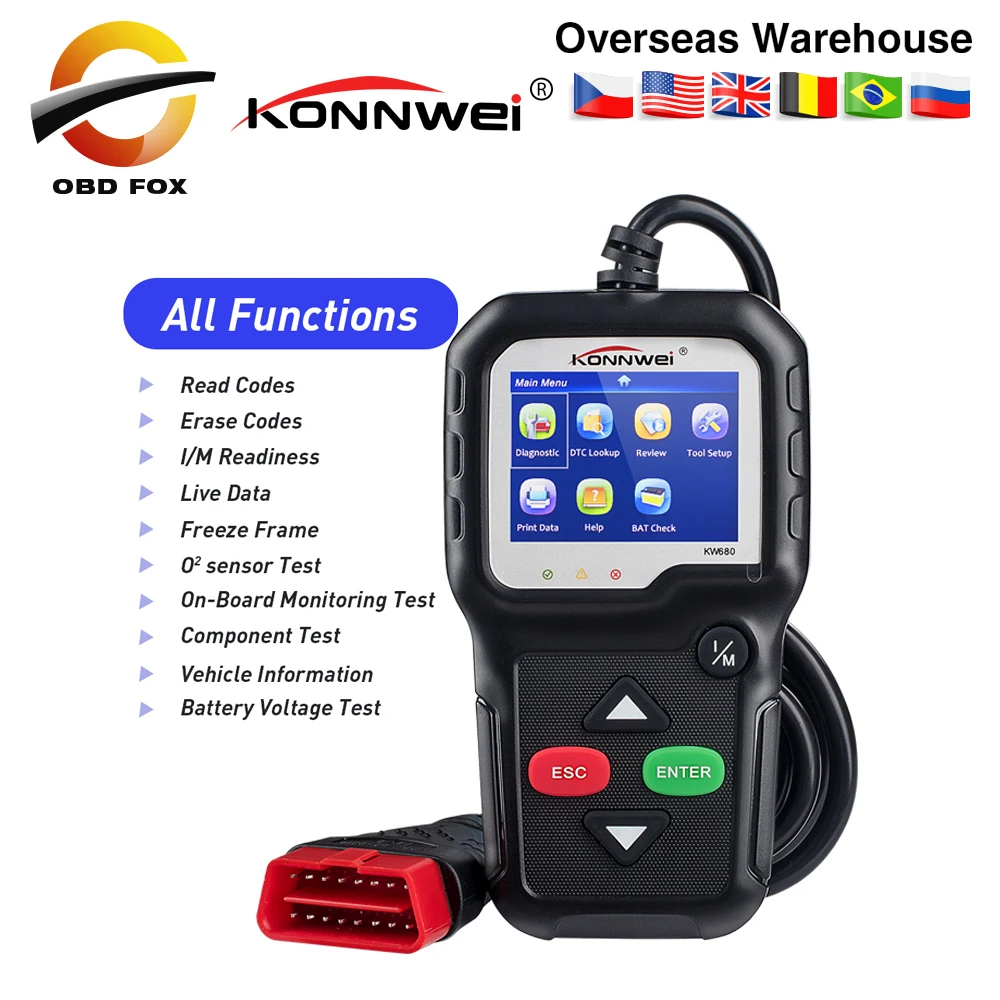 2020 лучший OBD2 автомобильный диагностический инструмент KONNWEI KW680 полная функция