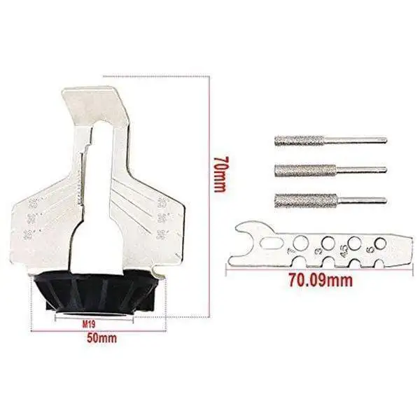 Acheter Kit d'affûtage de tronçonneuse 3 pièces, affûteur rotatif, outil de  chaîne, tête de Machine, chaînes de scie, guide de lame, perceuse,  adaptation de meuleuse électrique, ensemble d'accessoires de polissage