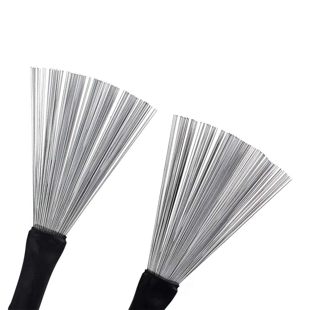 1 Pair Double Head Drum Kit Mallets Steel Wire Brushes for Jazz Drum Cajon