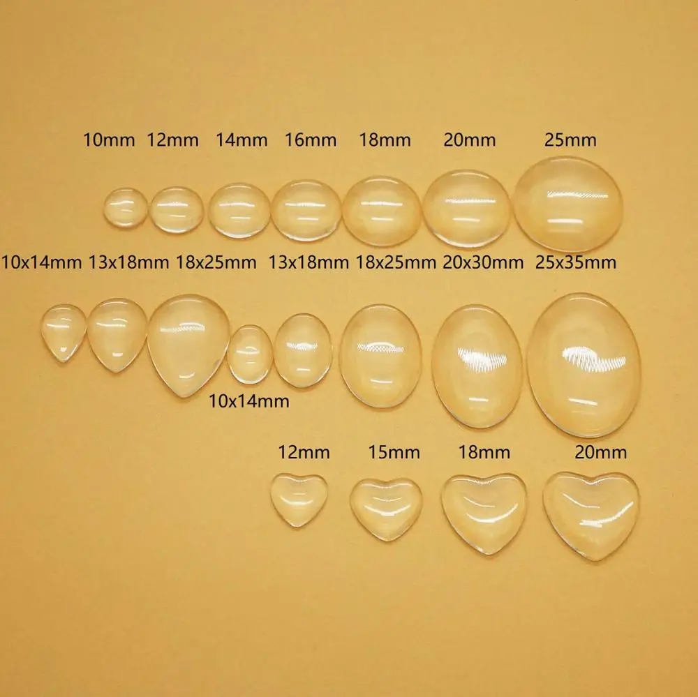 Прозрачный стеклянный кабошон Круглый овальный 8/10/12/14/16/18/20/25 мм в форме слезы для