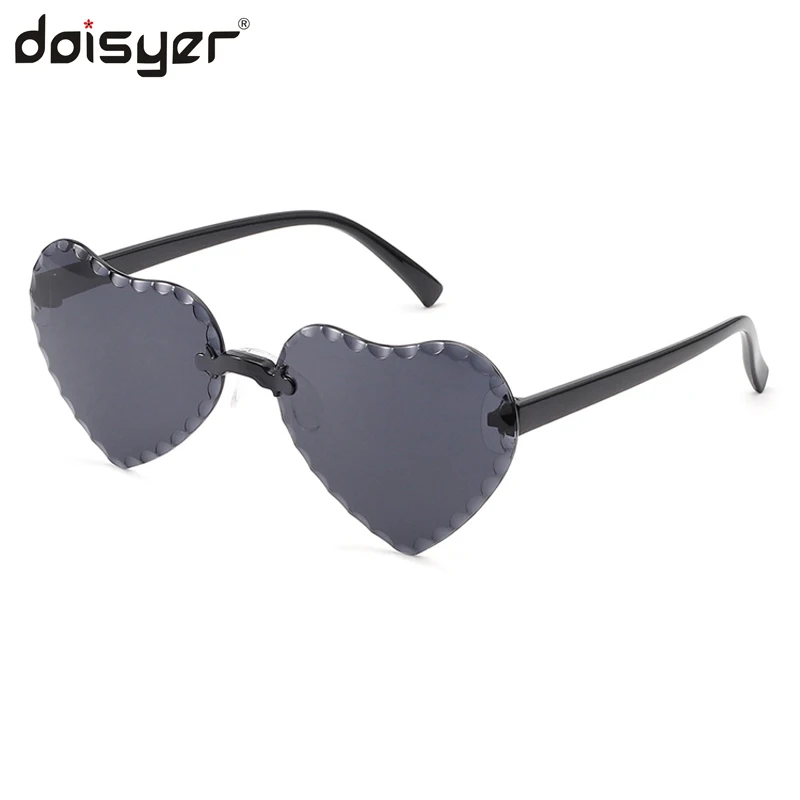 

DOISYER Fashion Gradient Cartoon Transparent Love Peach Heart Shaped Frameless Children Sunglasses For Kids