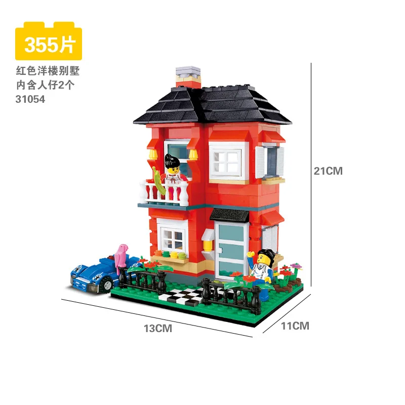 31054 Wange City architecture модельные строительные наборы кубики, Детские игрушки Детские кирпичи Франция вилла деревенские наборы - Цвет: 31054