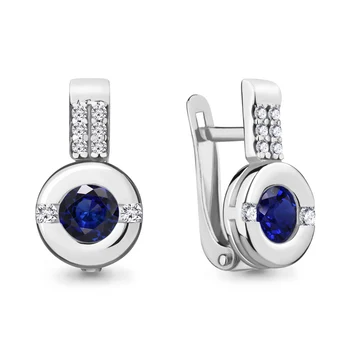 

Earrings with AQUAMARINE nanosapfirami, cubic zirconia, silver 925