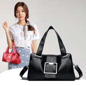 

Retro Shoulder Bags for Women Soft Leather sheepskin Messenger Bag Ladies Mother Handbags Crossbody Multi-pocket Purse