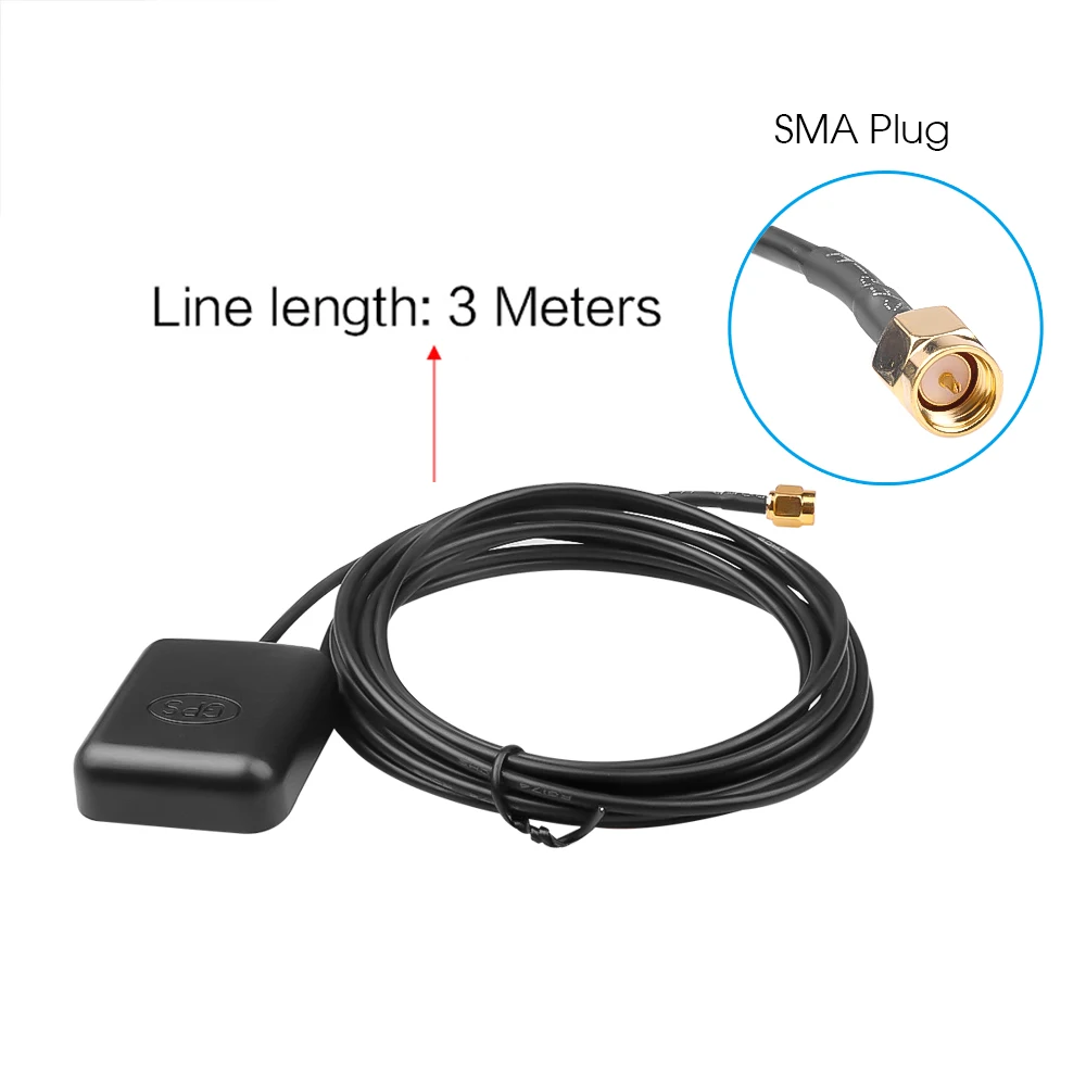 Car GPS Receiver SMA Conector 3M Cable Antenna Auto Aerial Adapter For DVD Navigation Night Vision Camera | Электроника