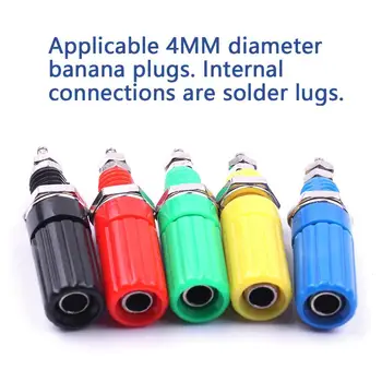 

New 20Pcs 5 Colors 4mm Banana Jack Socket Binding Post Banana Plug Connectors L 44mm M3 Screw Terminal Blocks 4Pcs Per Color