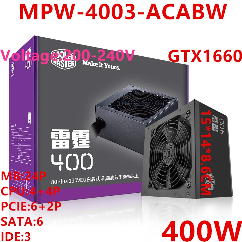 Блок питания для Cooler Master ATX 12 в 80 плюс ЕС без модуля игры бесшумный блок питания 550 Вт/500 Вт/450 Вт/400 Вт блок питания MPE-4001-ACABW