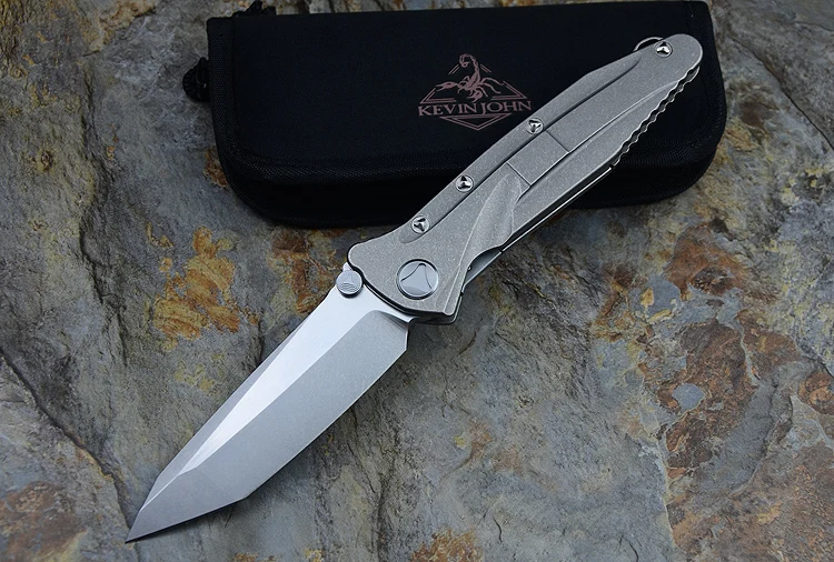 Stone wash Kevin John MT нашивка S35VN лезвие шариковый подшипник Флиппер складной нож titanium ручка для походов и охоты выживания Карманные Ножи EDC инструменты - Цвет: Stone wash