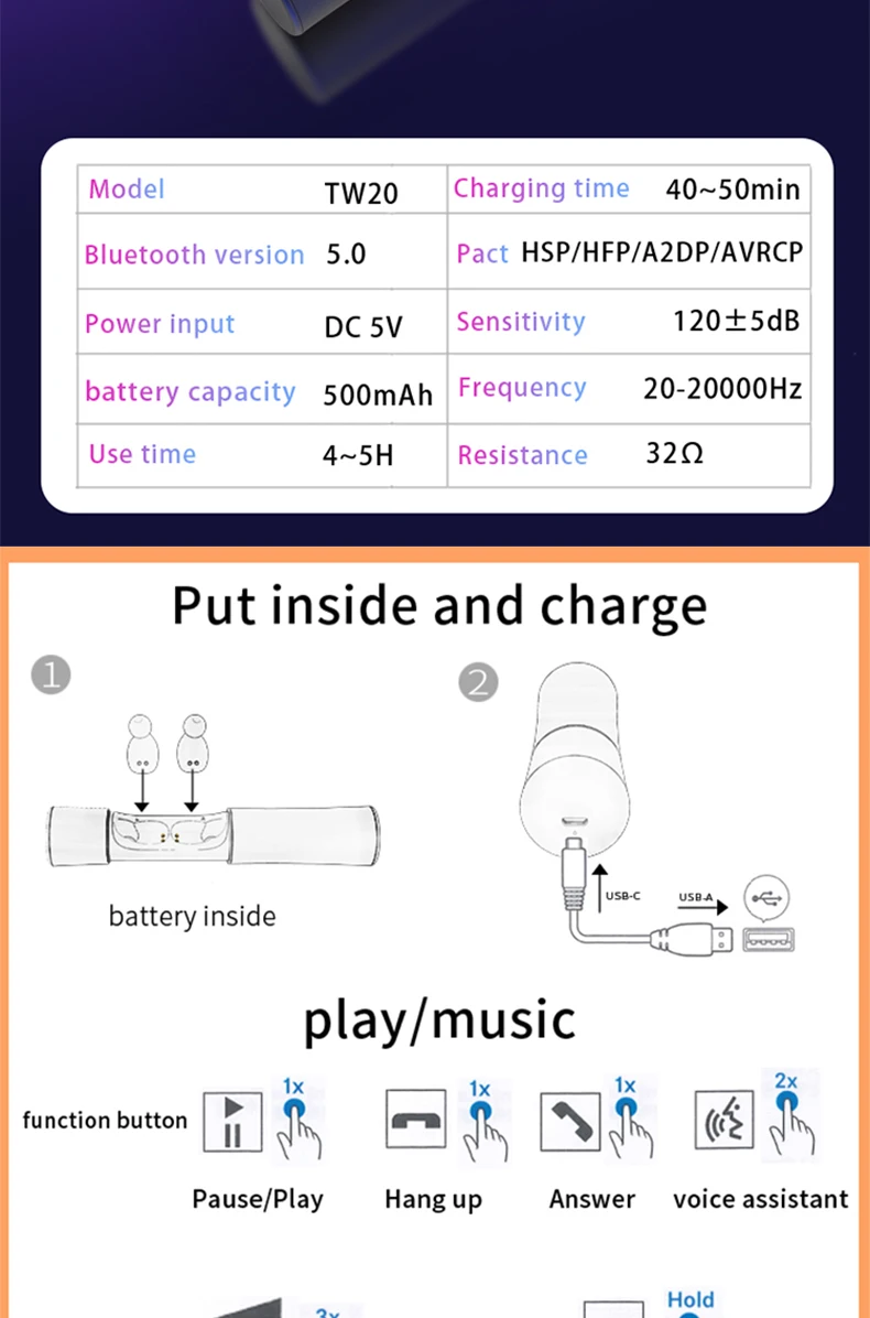 Новые TWS наушники Bluetooth 5,0 беспроводные наушники-вкладыши стерео звук басов мини настоящие беспроводные наушники Bluetooth