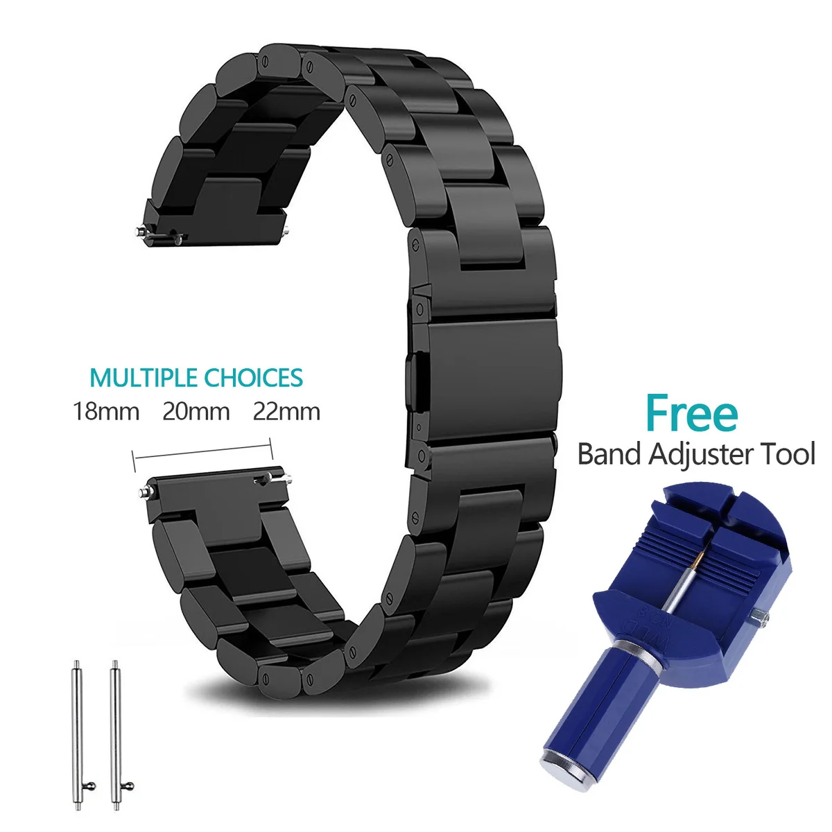

18mm 20mm 22mm Stainless Steel Watch Band Strap For Samsung Gear S2 S3 smart Watch Link bracelet black For Gear S2 Replacement