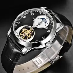 PAGANI Дизайн Роскошный бренд прозрачные механические часы для мужчин Tourbillon Автоматический кожаный ремешок деловые часы мужские часы montre homme