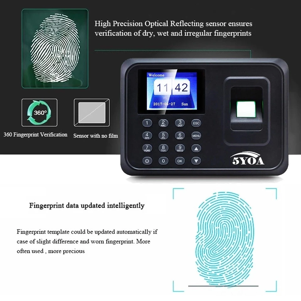 A01 biometric fingerprint punch usb time clock office attendance system