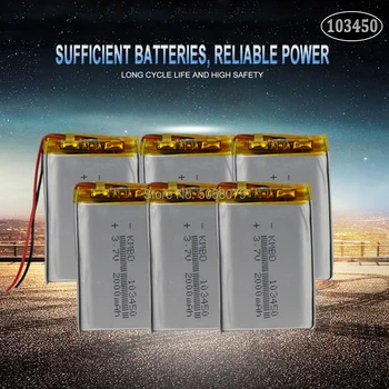 

20pcs 103450 3.7V 2000mah lipo polymer lithium rechargeable battery for MP3 GPS navigator DVD recorder headset e-book camera