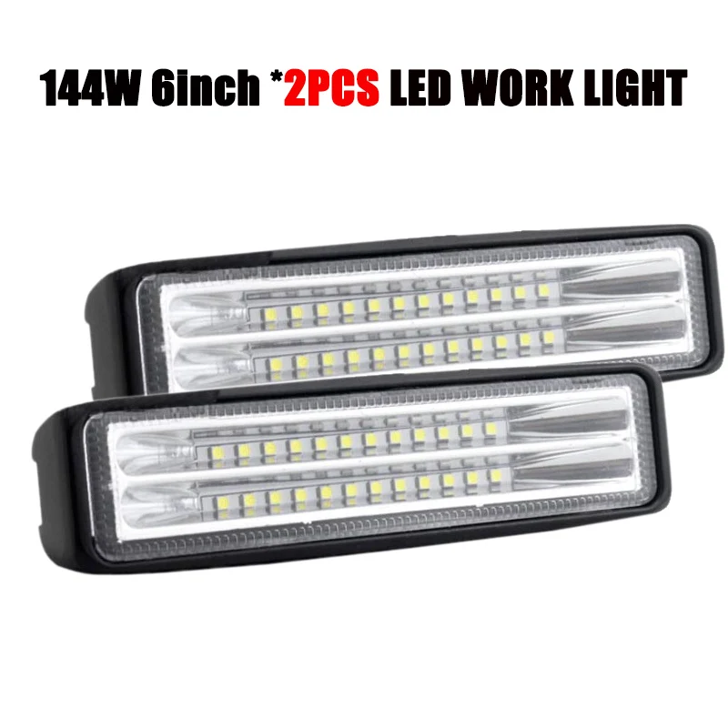 144W 6inch 2pcs 12 В 24 в светодиодный рабочий светильник 4x4, автомобильные аксессуары, светильник для вождения, внедорожный головной светильник, точечный прожектор, комбинированный луч, противотуманный светильник, лампа для грузовика, лодки - Цвет: 144W 6inch 2pcs