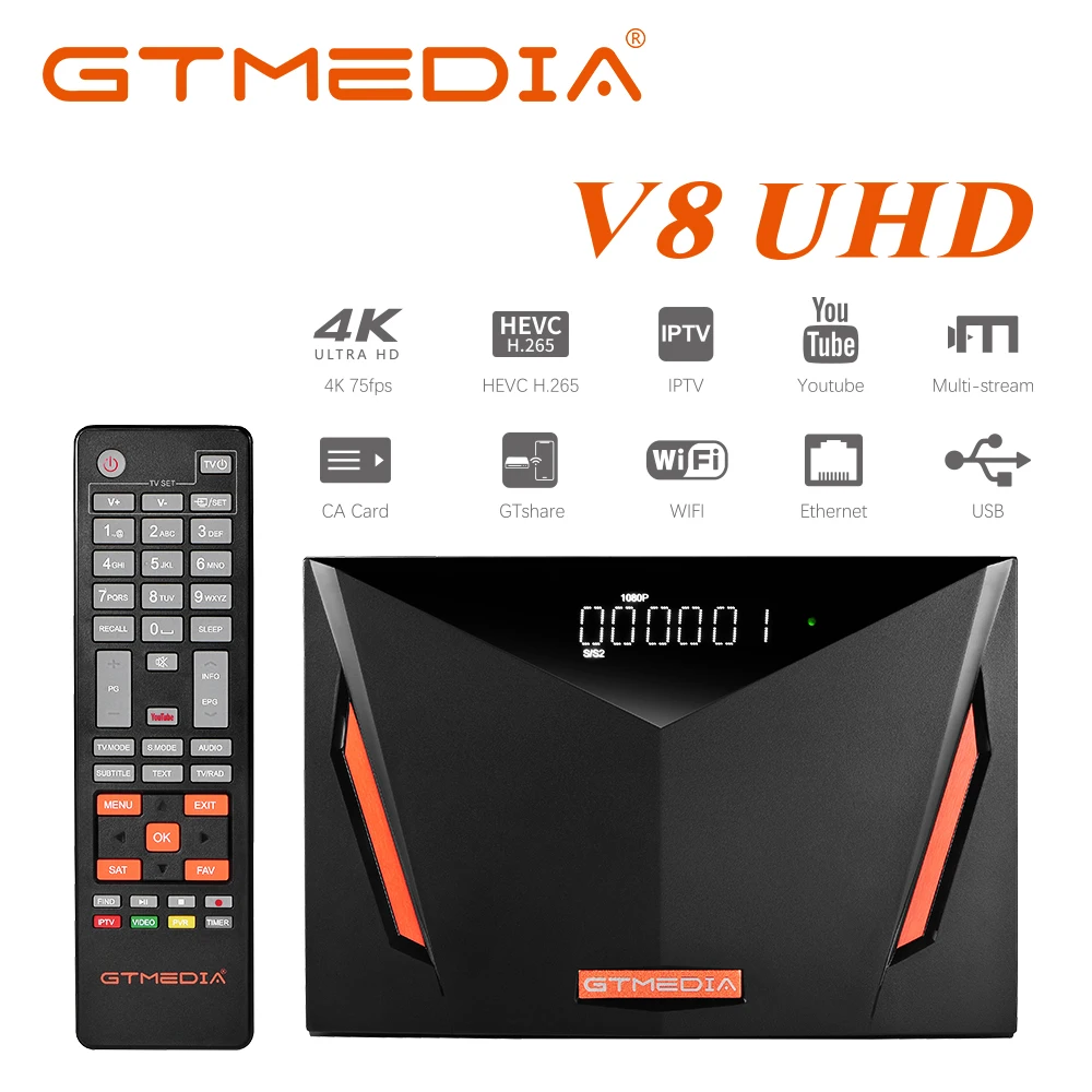 STB Satellite TV box 4K HD GTMEDIA V8 UHD DVB S/S2/DirectTV/S2X/T/T2