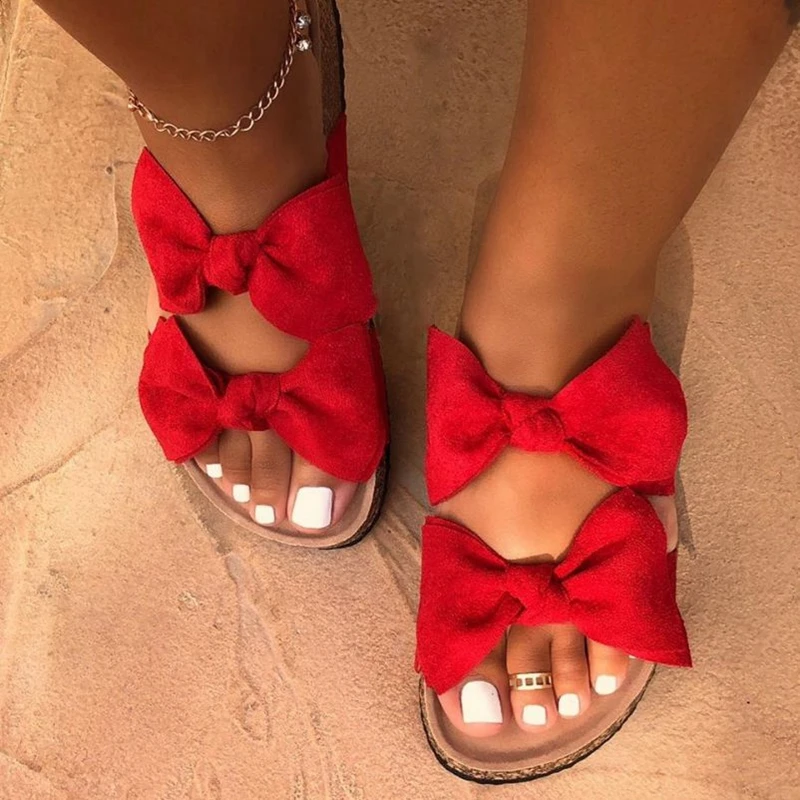 

Bowtie Women Slipper Summer Open Toe Platform Slide Ladies Fashion Hollow Light Slip On Wedge Sandals Woman Shoes