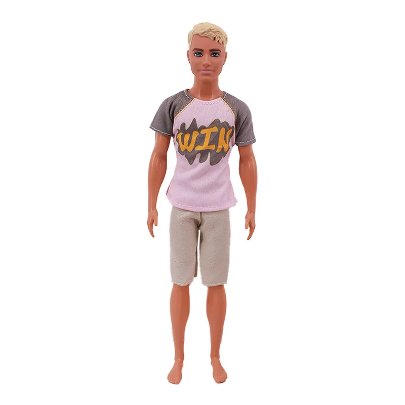 Barbiees Ken zestaw ubrań dla lalek Mini garnitur 2 sztuk/zestaw T-Shirt + spodenki, dla 11.8 Cal American Man's Clothes Doll akcesoria zabawki prezentowe