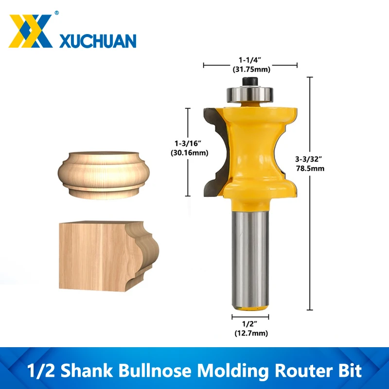 Face Bullnose Molding Router Bit Wood End Mill 1/2 Shank Tungsten Carbide Engraving Bits Flush