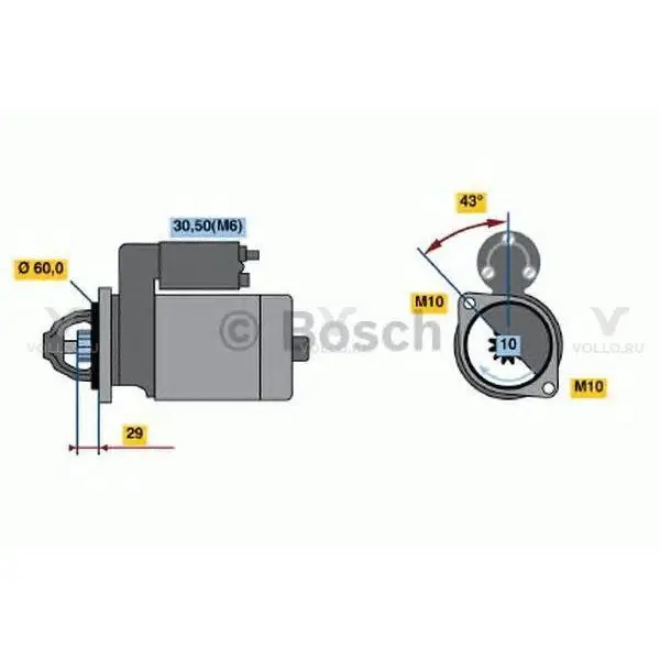 0986021280 bosch стартер 12v, 1.4kw