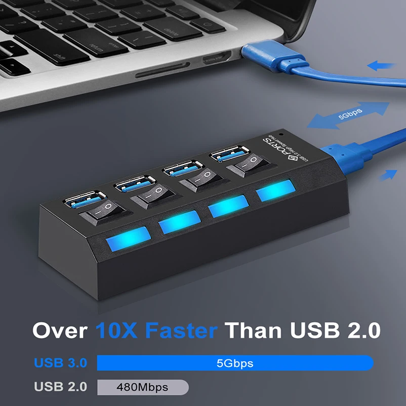 Usb-концентратор 3,0 4/7 порт Micro USB 3,0 концентратор разветвитель с адаптером питания мульти USB C Hab высокоскоростной 5 Гбит/с Тип C 3 переключатель концентратора для ПК