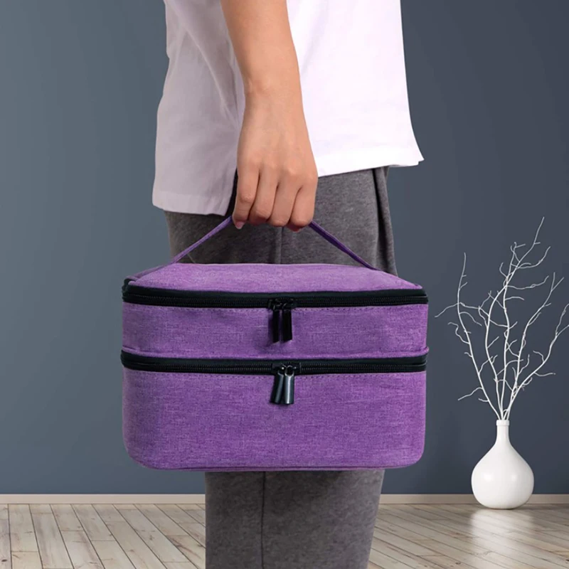 30 Bottles Essential Oil Carry Bag Portable Travel Double-layer Nail Polish Box Cosmetic Storage Perfume Lipstick Organizer | Дом и сад