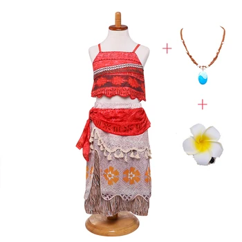 

Summer Girls Moana Cosplay Dress Children Dress Up Costumes Fancy Outfits For Baby Beach Dress For Holiday Moana Accessories