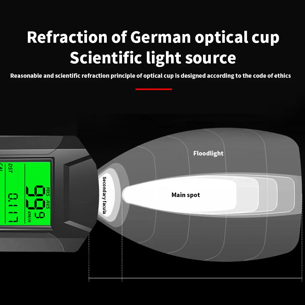 3 in 1 USB Bike Front Light 5 LED Bicycle Computer Horn Bicycle Flashlight IPX4 Waterproof Odometer Computer Speedometer