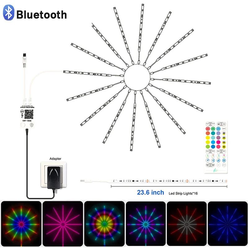 Christmas Fireworks LED RGB Bluetooth-compatible Vocal Music Control Meteor Lamp Room Marquee Home Wedding Decor Light Tape | Электроника