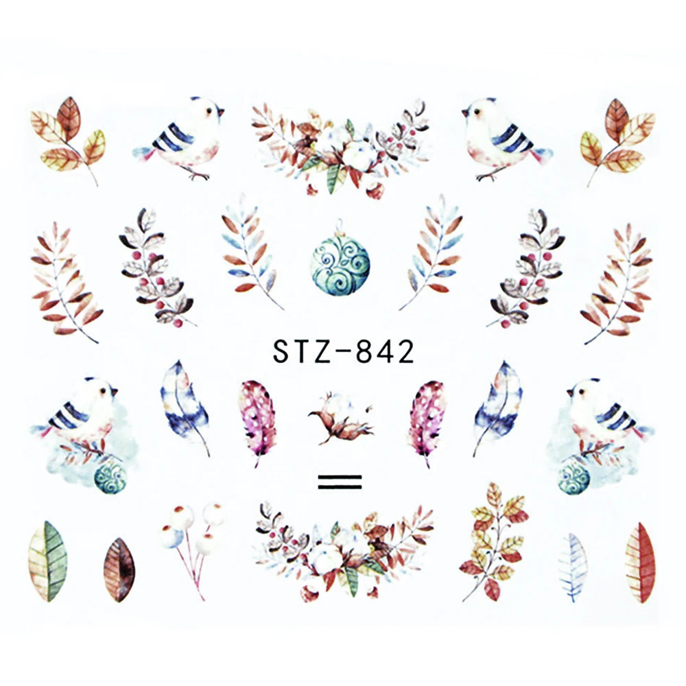 Nail Stickers Sliders For Nails For Manicure Decor Nails Set Nail Design Sliders Flower Leaf Tree Green Nail Art Watermark Decal
