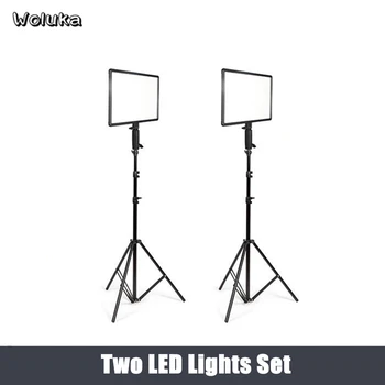 

LED Panel Pad Light Stand Set 3200-5600K Dimmable Photography Double Lamps Photo Studio Lighting Kit CD50 T10