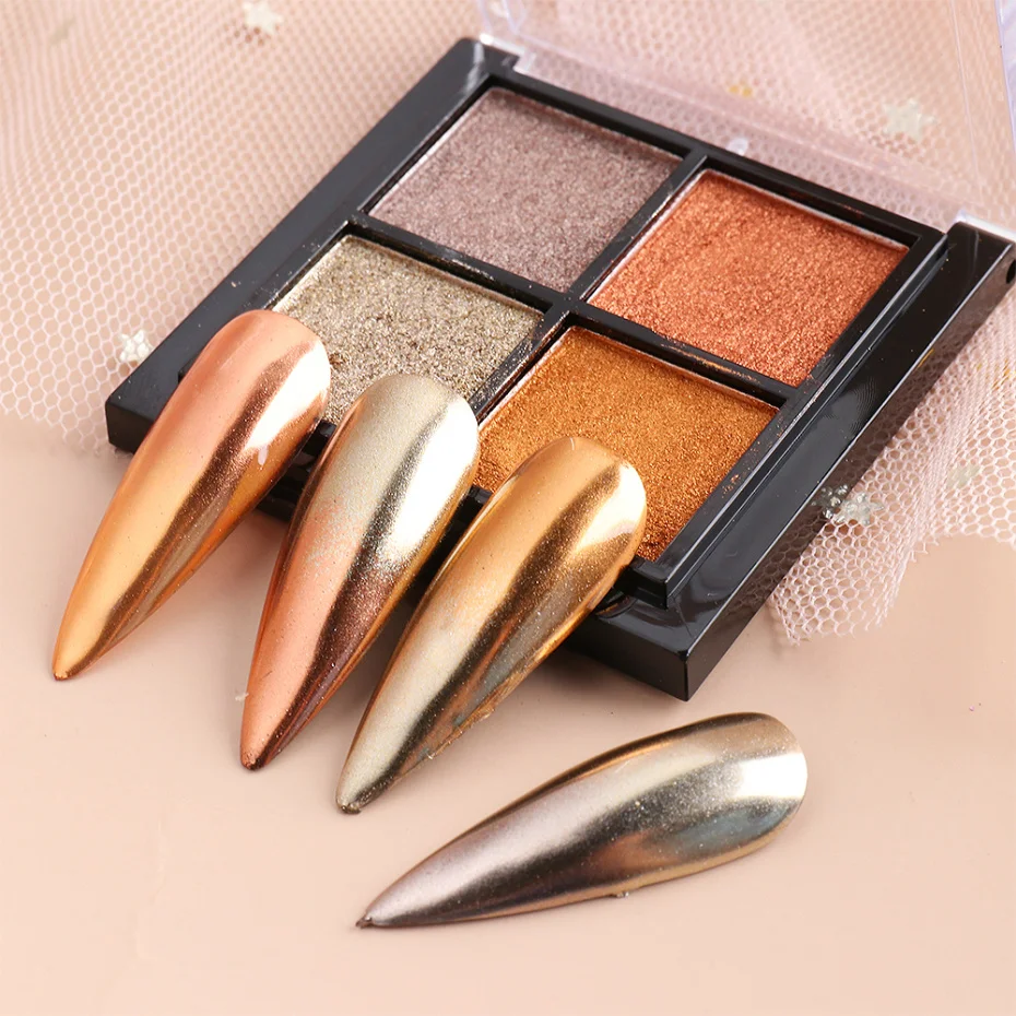 4 or 6 Colors Metallic Nails Chrome Solid Magic Mirror Powder Rose Gold Pink Glitter Nail Art Gel Polishing Pigments LA1933-1 nail powder nail glitter nail pigment nail decoration nail decorations